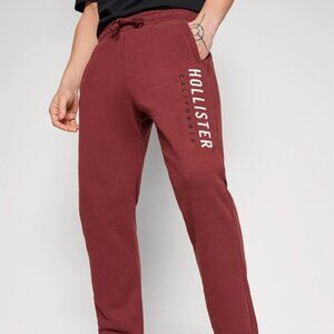 Hollister California Logo Graphic Straight Leg Sweatpant - Maroon - Men's Size S